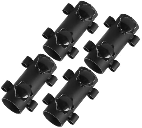 Abaodam Lot de 4 Supports en Acier Réglables pour Poteaux de Tente Tubes Fixes Larges pour Parasol et Auvent Extérieur Fixation Anti-Vent Robuste pour Camping Terrasse et Bâches D’Ombre