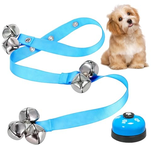 Set di campanelli per addestramento cani, 1 pezzo, campanello per cani con cinghia regolabile e premere campanello, campanello per addestramento per cani e gatti (blu cielo)