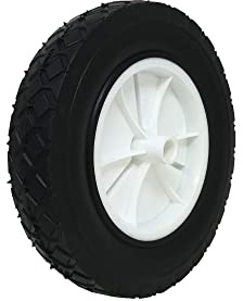 Shepherd Hardware 9613 8-Inch Semi-Pneumatic Rubber Replacement Tire, Plastic Wheel, 1-3/4-Inch Diamond Tread, 1/2-Inch Bore Offset Axle,White