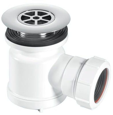 Mcalpine Stw7-R Water Seal Shower Trap Chrome Plated Plastic Flange, White