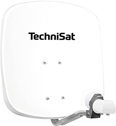 TechniSat DIGIDISH 45 - Satellite Dish for 2 Participants (45 cm Compact Satellite System - including Wall Mount, An-Roof Fitting for Mast Mounting (30-63 mm), and Universal Twin LNB) White Polar