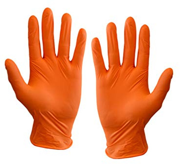 Orange Nitrile Disposable Gloves - SIZE EXTRA LARGE - Comfort Fit - Latex Free/Powder Free - Mechanic Tattoo Tattooist Cleaner - 100 Pack