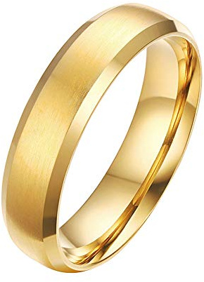Mabohity Ring Herren/Damen Titan-Ring Titanium 6mm Breit Matt & Gebürsteter Ewigkeit Ehering Verlobungsring Freundschaftsring Hochzeit Band, Gold, Größe 70