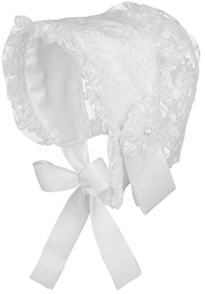 Fenical Baby Mädchen Haube Spitze Hut Kappen Taufe Motorhaube Säugling Prinzessin Sonnenhut Blume Motorhaube Foto Requisiten von 0-2 Jahren (Weiß)