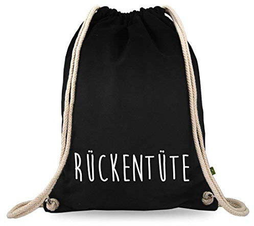 Turnbeutelliebe® Turnbeutel mit Spruch - lustige Motive & Sprüche - Bedruckt - Baumwolle schwarz - Sportbeutel - Rucksack - ca. 12 Liter - 37 x 46 cm