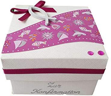 Geschenkschachtel Geldgeschenk Kommunion Konfirmation Taufe Geburt pink-beere
