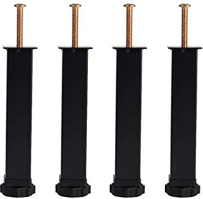 JIAOLUN123 4 Bed Support Legs, Furniture Legs Metal Adjustable Bed Legs, Steel Square Tube Bed Legs, Quiet And Solid, For Bed Frame Accessories, Black(30cm)
