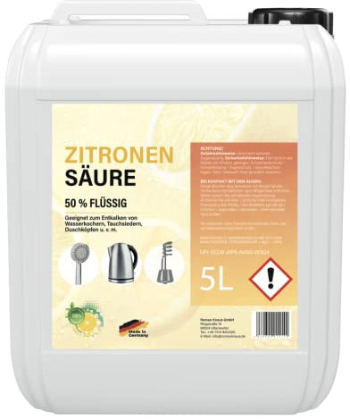 Zitronensäure 50% flüssig | vielseitig einsetzbar | Reinigungsmittel für Haushalt, Industrie etc.