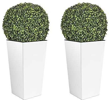 Double ensemble de haute fleur 35 L PROSPERPLAST URBI carré de plastique avec réservoir en blanc 55 (haut)x29.5(large)x29,5(profond)CTS. + Ballon.