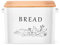 Herogo Bread Bin, Metal Bread Box with Wooden Lid for Cutting Bread Board, Extra Large Bread Holder Holds 2 Loaves, Space Saving Bread Storage for Kitchen Countertop, 33x18x24.5cm (White)