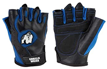 Gorilla Wear - Mitchell Training Gloves - Schwarz/Blau - Bodybuilding und Fitness Accessoires für Damen und Herren Logo Unterstützung besserer Halt