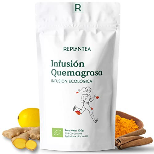 INFUSIÓN QUEMAGRASA REPLANTEA® 100% Ecológica 100g (50 Tazas) | Té Detox con Matcha, Mate, Jengibre, Cúrcuma, Canela, Menta
