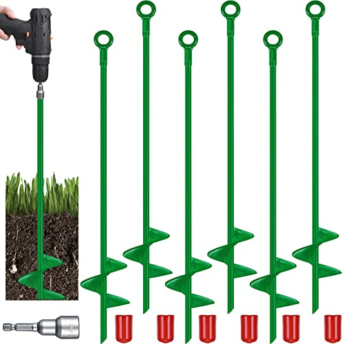 Chumia Erdanker, Spiralklinge, strapazierfähig, Erdanker, Schaukel-Set, Metall, Schuppen-Set für Garten, Sicherung von Bäumen, Zelten, Trampolin, Vordächern, Unterständen, Grün, 6 Stück