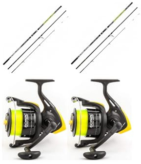 Kit Pesca Surfcasting Canna Colmic Altura 4,20m 100-200g + Mulinello Trabucco Xs Sonic 8000 (2 Canne + 2 Mulinelli)