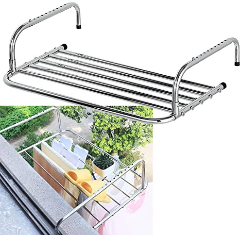 whalebee Wäscheständer Bad Balkon Wandtrockner Ausziehbar Edelstahl 40cm 50cm 60cm 70cm Multifunktional Heizkörpertrockner Platzsparendes Für Innen Und Außenbereich, Handtuchhalter Pflanzenregale