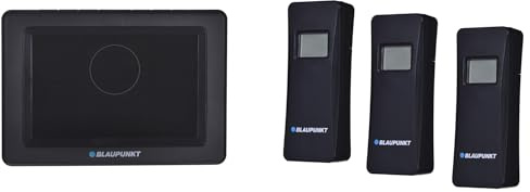 Blaupunkt WS40BK Station météo avec 3 capteurs externes de température et d'humidité LCD