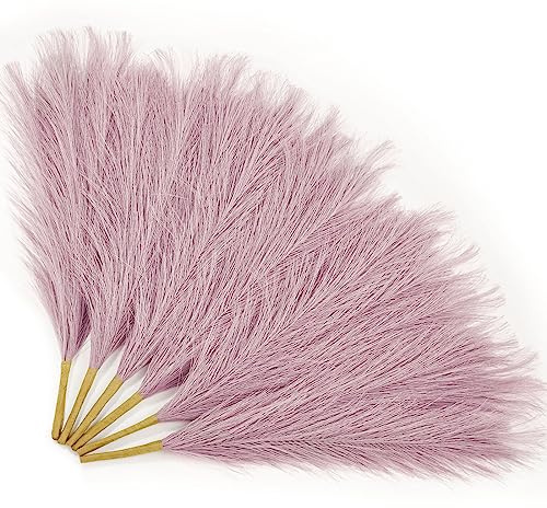 Serwalin 6 Stück Lila Pampasgras Stiele 45cm Künstliches Pampasgras Wohnzimmer Dekoration für Tisch Mittelstücke Hochzeit Blumenstrauß, Kleine Pflanze Schwinger Blumen für Boho Home Decor