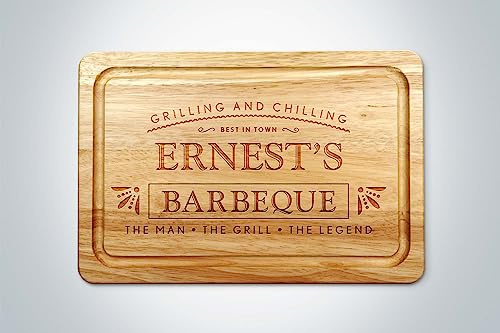 Personalised BBQ Grilling & Chilling Chopping Board - Hevea Hardwood, Gifts for Dad from Daughter & Son, Kitchen & BBQ Gifts for Fathers - 30 x 20 cm