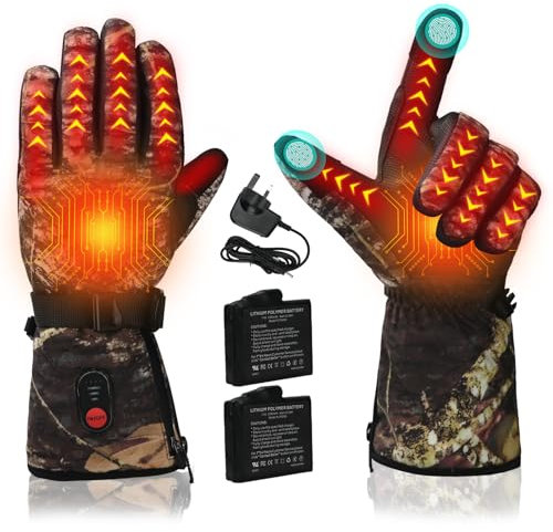 Lychee Beheizbare Handschuhe Herren Damen, Wiederaufladbare Beheizte Skihandschuhe, Touchscreen, Sofortige Erwärmung, Handwärmer, Wasserdicht, mit 7.4V, 3000mAh Batterie*2 für Motorrad-Skifahren (L)
