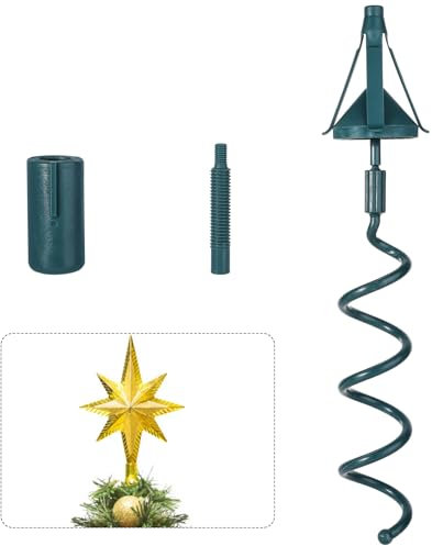 Supporto per Puntale per Albero di Natale, Supporto per Puntale per Albero di Natale Stabilizzatore per Puntale per Albero di Natale per Tutti i Tipi di Base per Albero (Verde)
