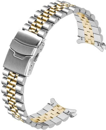 Juntan Gebogene Enden Konisch 18mm 20mm 22mm 23mm 24mm Edelstahl Armband für Männer Frauen Flexibles Uhrenarmband Silber Schwarz Ersatzarmband Faltschlie