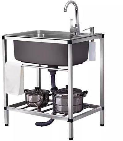 haiyusm Outdoor Spülenschränke mit Edelstahl Waschbecken und Armatur - Praktische Lösung für Garten, Terrasse und Werkstatt (68×44cm)