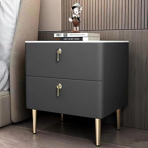 Nachttisch Moderner Nachttisch mit exquisitem Hardware-Griff, Nachttisch mit 15 cm Hardware-Schrankbeinen, Heim-Nachttisch mit großer Stauraumfunktion, komplett aus massivem Material (Dunkelgrau)