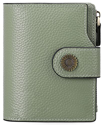 SENDEFN Portemonnaie Damen Echtleder, Bifold Compact RFID-Blockierung Geldbeutel Damen, Geldbörse Damen mit 16 Kartenfächern und 1 Reißverschlussfach