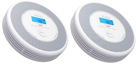 X-Sense Détecteur de Fumée et de Monoxyde de Carbone Connecté avec Fonction d’Alerte Vocale en Français, Détecteur de Fumée Wi-FI Compatible avec X-Sense Home Security App, XP0A-iR, Lot de 2
