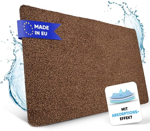 Entrando Fußmatte 40x60 cm - waschbare Schmutzfangmatte innen, Braun | Waschmaschinengeeigneter Fußabtreter aus Baumwolle ohne Gummirand - saugstark, weich, dünn, für Wohnungstür und Küche