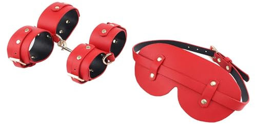 Augenbinde für Frau Sex Handschellen für Sexspiele Bondageset Fessel Set Anfänger SM Handschellen Fußschellen Augenmasken Set Rotes Bdsms Spielzeug Hart Extrem für Frauen
