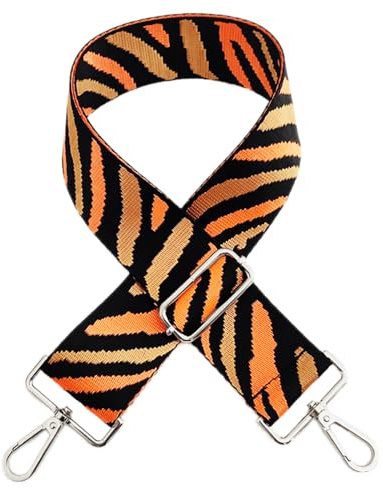 Taschengurt für Damen & Herre,5cm Breite Farbzebramuster Schultergurte,Stylischer Riemen,Taschengurte zum Wechseln Verstellbarer Schultergurt,für Schultertasche DIY Zubehör,Leuchtendes Orange+Silber