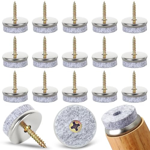 Gucass 50 Stück Filzgleiter Schrauben, Ø 24mm Stuhlgleiter Filzgleiter Nagel Rund, Möbelgleiter Filz mit 5,5 mm Filzstärke, Premium Stuhlbeinschoner Filz für Möbel Stühle Laminat Parkett Fliesen