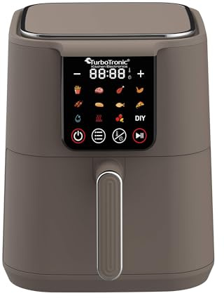 TurboTronic Heißluftfritteuse XL 6Liter 0,6kg Pommes mit Silikoneinlage 12 Programme digital Touch-Steuerung 1500W Power Airfryer 40-200°C Luftfritteuse Air Friteuse ohne Fett/Öl Grill
