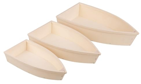 Rayher Holz Fischerboote, Set 3-teilig, Deko-Schiffe Holz, FSC zertifiziert, natur, 3 Größen, Holzschiff, Fischkutter, 64656505