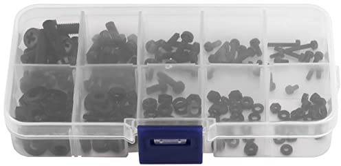Okeeyseda 150Pcs M2 M2.5 M3 M5 Nylon Hex vis Boulon ecrou rondelle Standoff Kit d'Assortiment noir