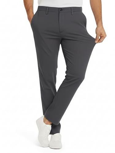 JACK & JONES Chino Hose Herren Slim Fit – Stretch, Mid Rise, Umschlag-Saum – Performance Pants aus recyceltem Polyester – Größe: 36W / 32L – Farbe: Asphalt