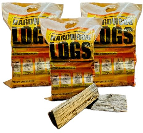 75L Kiln Dried Hardwood Logs Proper Wood Firewood - 25Ltr Per Pack - Ready to Burn & Sustainably Sourced - For Pizza Ovens Wood Burning Stoves Appliances Open Fire Pits - 3 x Carry Packs