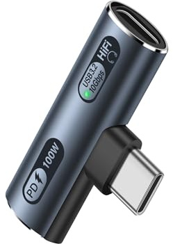 SinLoon Adaptador de auriculares USB-C 2 en 1, USB 3.2, 100 W, PD, carga rápida, audio, 10 Gbps, transferencia de datos rápido
