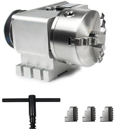 RATTMMOTOR K11-130mm CNC Router Table Rotary Milling Machine Rotational Axis A 4th Axis, 130mm 3 Jaw Chuck Dividing Head Reducing Ratio 4:1, Nema34 Stepper Motor