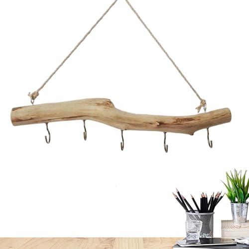 Mwkbbn Treibholz-Wanddekoration, Schmuck-Organizer-Haken, natürliches Treibholz, Wandaufhänger, 45 x 12 x 3 cm, für Hüte, Schals, Kopfhörer, Schlüssel