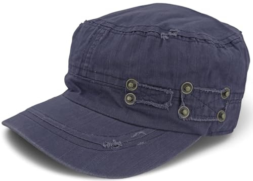 styleBREAKER Militär Keps Unisex med slitet Vintage-utseende | Militärstil Keps i bomull som kan justeras | Keps med visir med slitet utseende för män och kvinnor, Mörkblå, one size