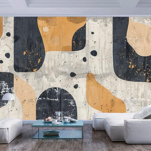 Art Fototapete 3d Effekt Wallpaper Retro abstrakt geometrisch grau Motiv Tapete Wandtapete XXL Wanddeko Design Mustertapete Wand Dekoration Wohnzimmer Schlafzimmer Büro Flur