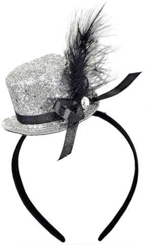 Hatstar Partyhut Zylinder Haarreif | 20er Jahre Kopfschmuck Accessoire für Silvester, Fasching, Karneval, Halloween | Kostüm Haarschmuck für Herren, Damen & Kinder in Rot, Gold, Silber oder Schwarz