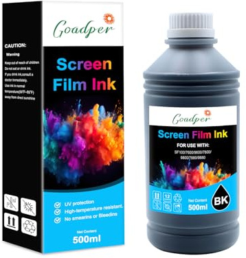 Siebdruckfarben kompatibel mit Screen Film Ink mit Positivfilm UV undurchlässige Tinte für epson SF100/7600/9600/9880/7800/9800/7880(Schwarz-500ml)