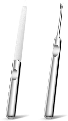 2Pcs Metal Nail File Diamond Deb Nail File Set Double Sided and Cuticle Stainless Steel Nails Files Remover Cuticle Pusher for Natural Gel Acrylic Nails Manicure Pedicure Tools for Home and Salon Use