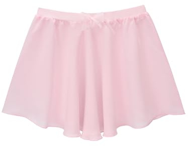 Stelle Girls Ballet Skirt, Chiffon Dance Skirt for Girls with Mesh Bowknot, Elastic Waist Pull-on Skirts for Ballet (Ballet Pink,4-5T)