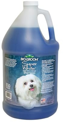Bio-Groom - Super White Hundeshampoo - Für weißes und helles Fell - Aufhellendes Shampoo - Verleiht dem Fell Glanz - Mit Sojaprotein - 3.8 L