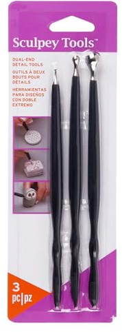 Sculpey Polyform Set de 3 Outils de Modelage Pâte, Plastique, Noir, 8,3 x 1,3 x 23,7 cm POASSD01