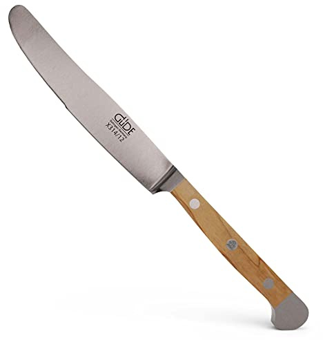 GÜDE Solingen - bordskniv smidd, 12 cm, olivträ, ALPHA-OLIVE - double bolster, handgjord Tyskland